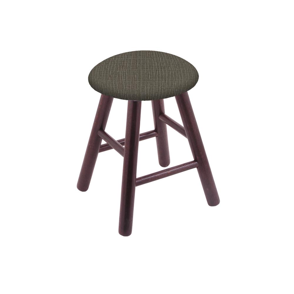 Oak Vanity Stool in Dark Cherry Finish with Graph Chalice Seat. The main picture.