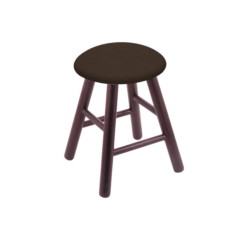 Oak Vanity Stool in Dark Cherry Finish with Rein Coffee Seat. Picture 1