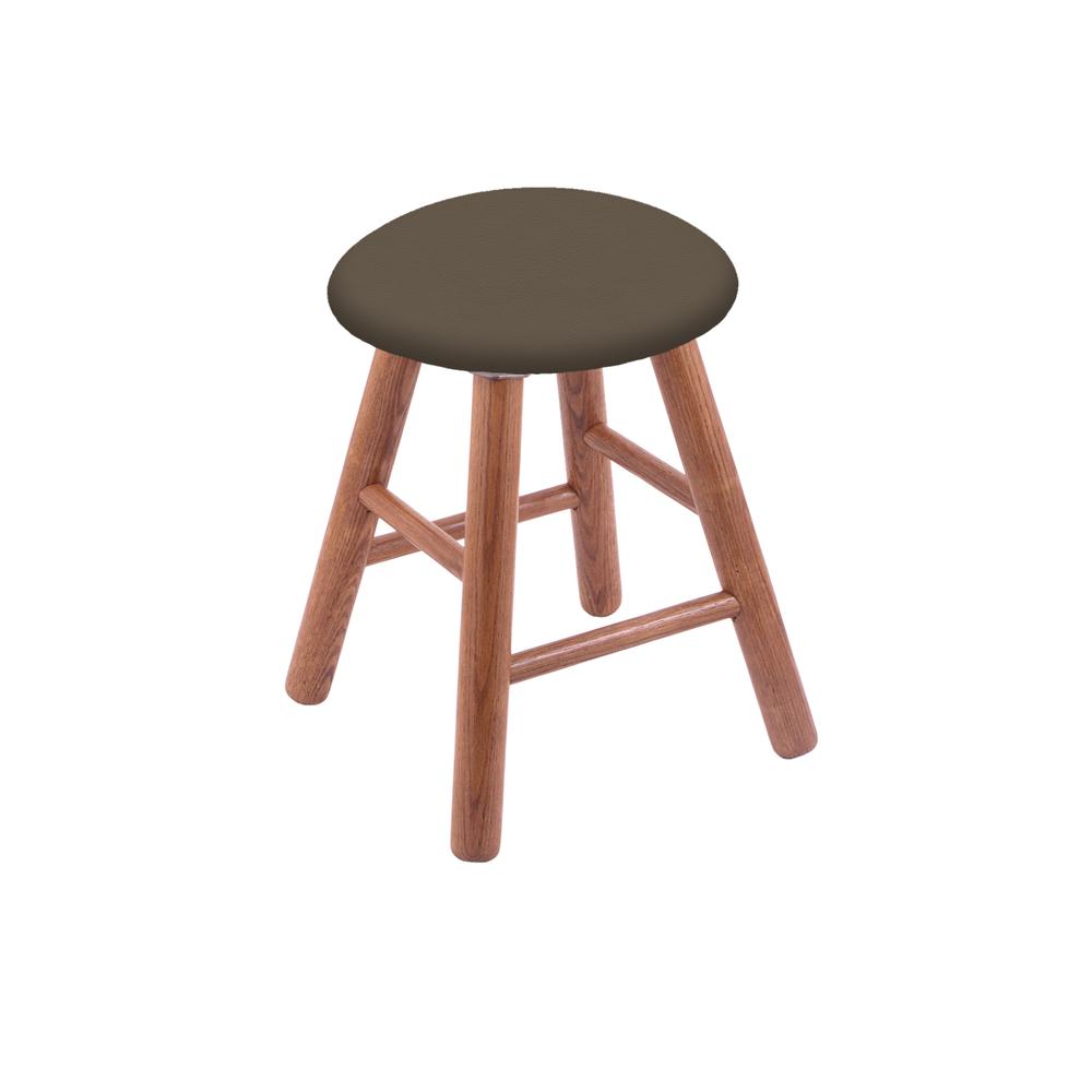 Oak Round Cushion 18" Swivel Vanity Stool with Smooth Legs, Medium Finish, and Canter Earth Seat. Picture 1