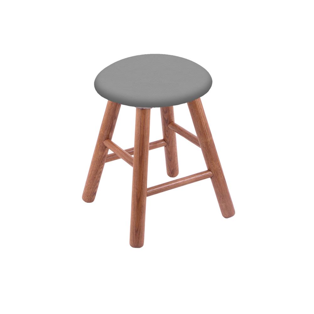 Oak Round Cushion 18" Swivel Vanity Stool with Smooth Legs, Medium Finish, and Canter Folkstone Grey Seat. Picture 1