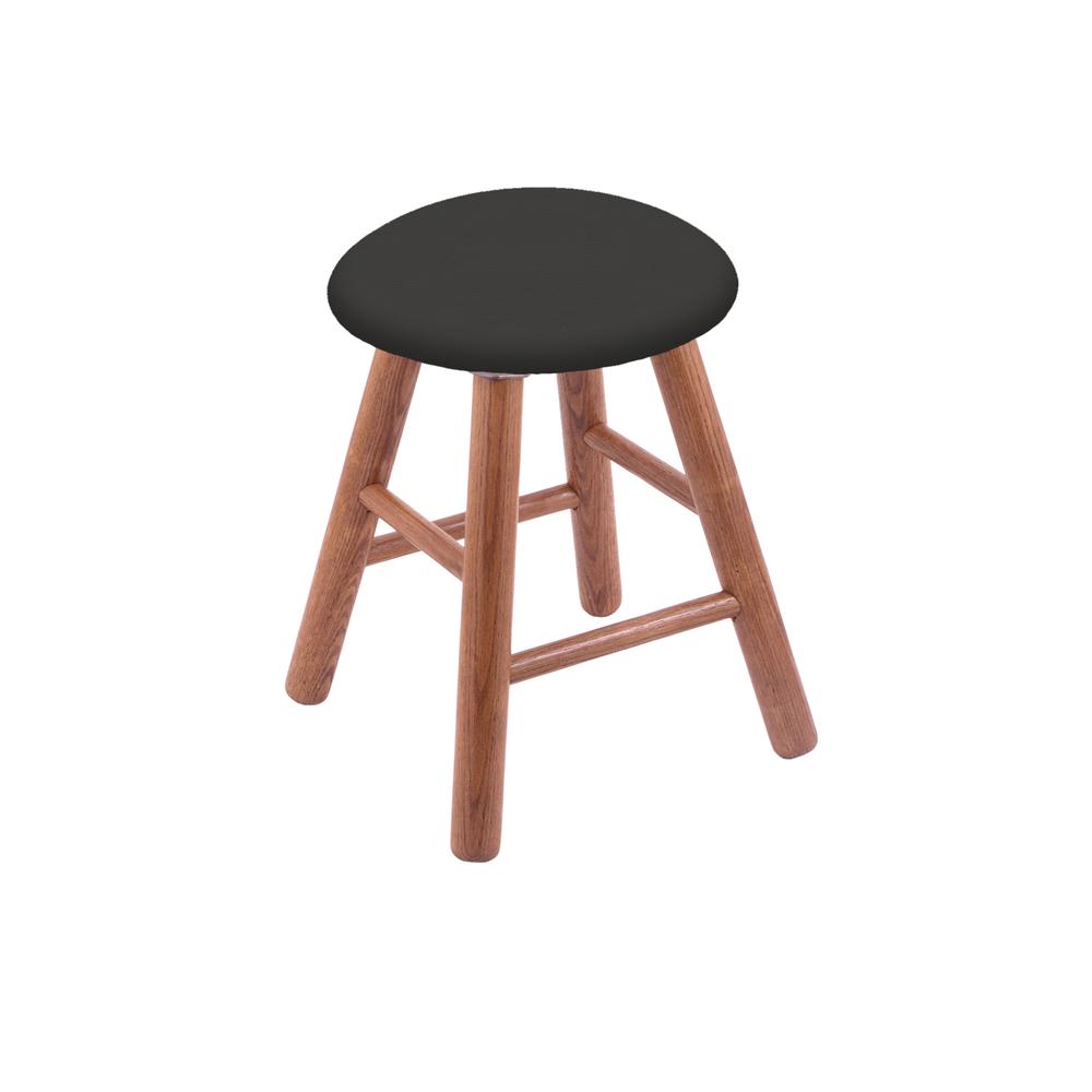 Oak Round Cushion 18" Swivel Vanity Stool with Smooth Legs, Medium Finish, and Canter Iron Seat. Picture 1