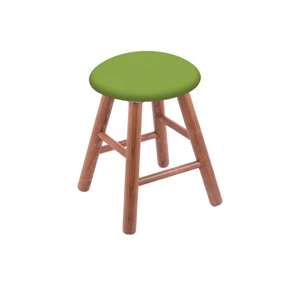 Oak Round Cushion 18" Swivel Vanity Stool with Smooth Legs, Medium Finish, and Canter Kiwi Green Seat. Picture 1