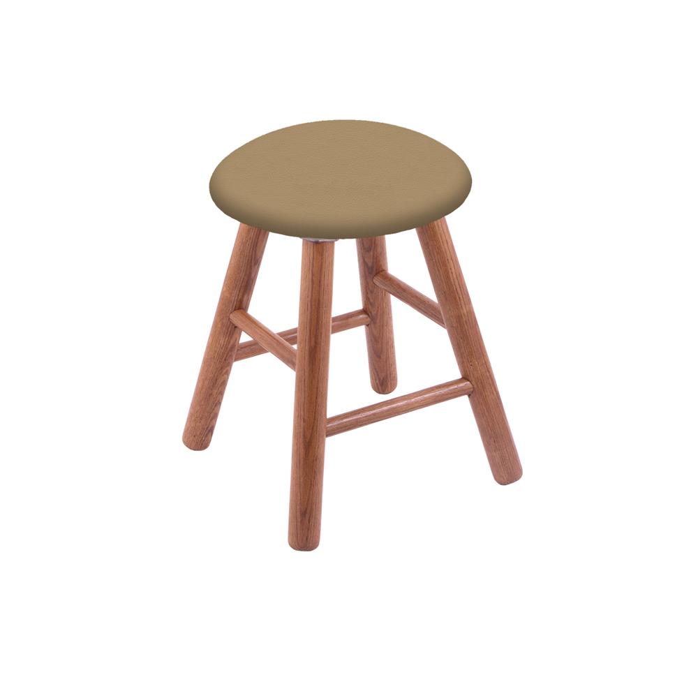 Oak Round Cushion 18" Swivel Vanity Stool with Smooth Legs, Medium Finish, and Canter Sand Seat. Picture 1