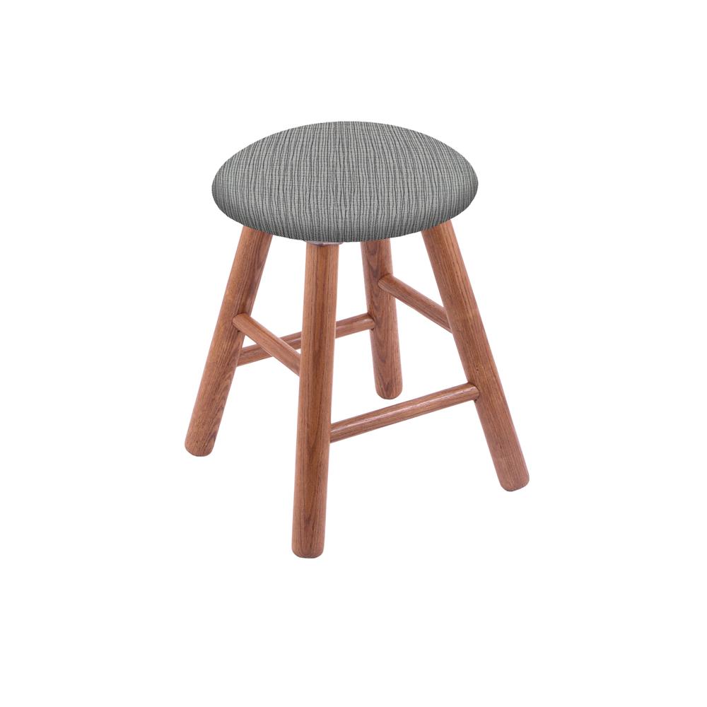 Oak Round Cushion 18" Swivel Vanity Stool with Smooth Legs, Medium Finish, and Graph Alpine Seat. Picture 1