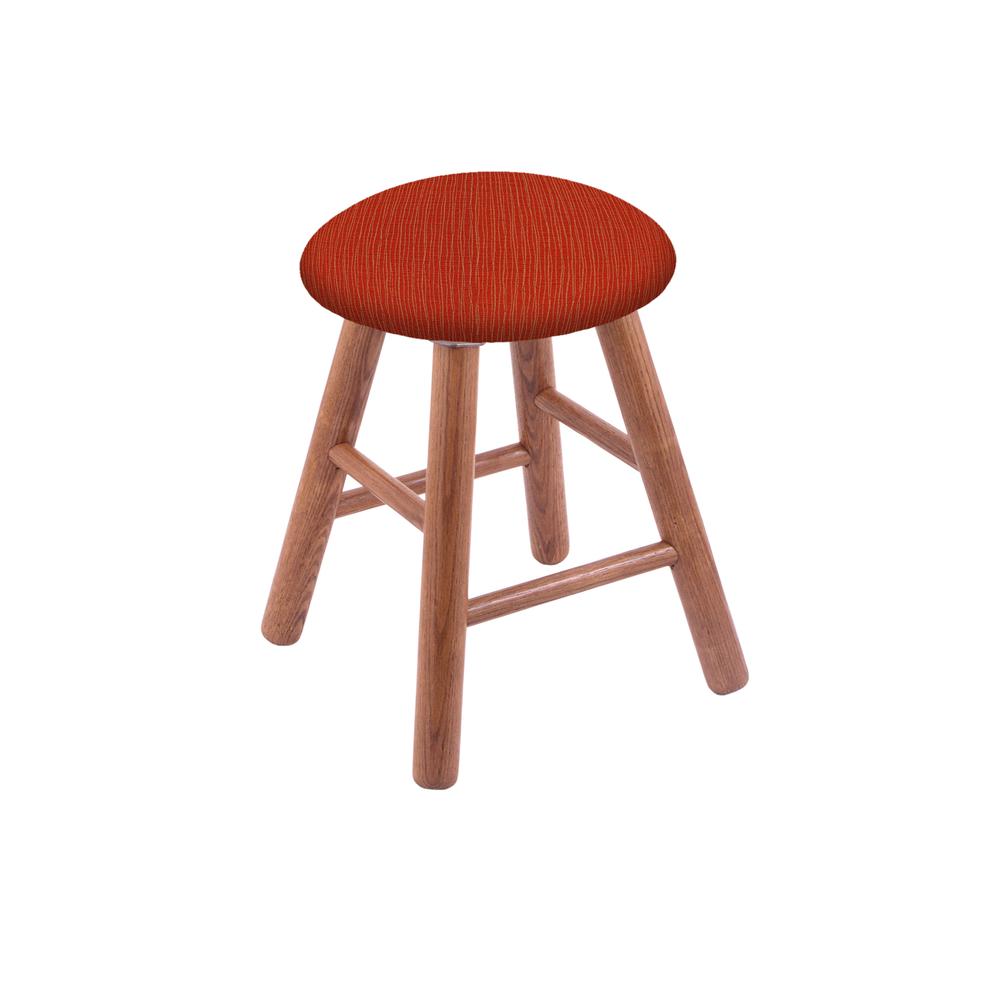 Oak Round Cushion 18" Swivel Vanity Stool with Smooth Legs, Medium Finish, and Graph Poppy Seat. Picture 1