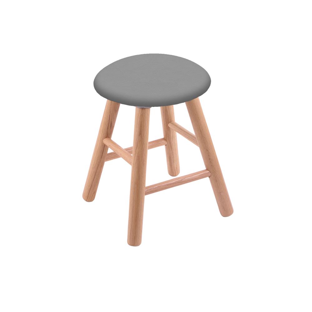 Oak Round Cushion 18" Swivel Vanity Stool with Smooth Legs, Natural Finish, and Canter Folkstone Grey Seat. Picture 1