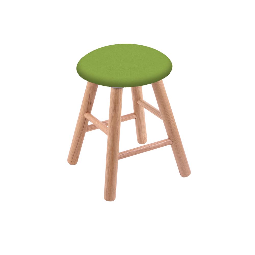 Oak Round Cushion 18" Swivel Vanity Stool with Smooth Legs, Natural Finish, and Canter Kiwi Green Seat. Picture 1