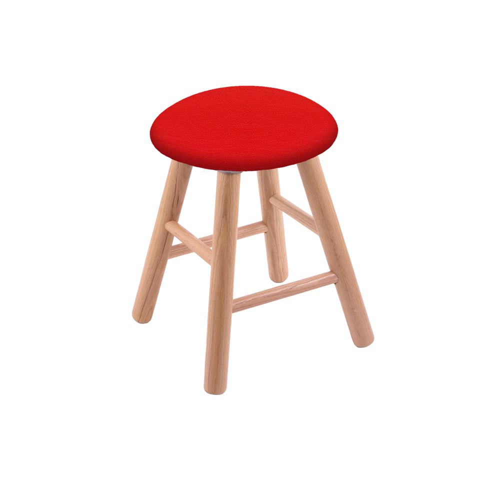 Oak Round Cushion 18" Swivel Vanity Stool with Smooth Legs, Natural Finish, and Canter Red Seat. The main picture.