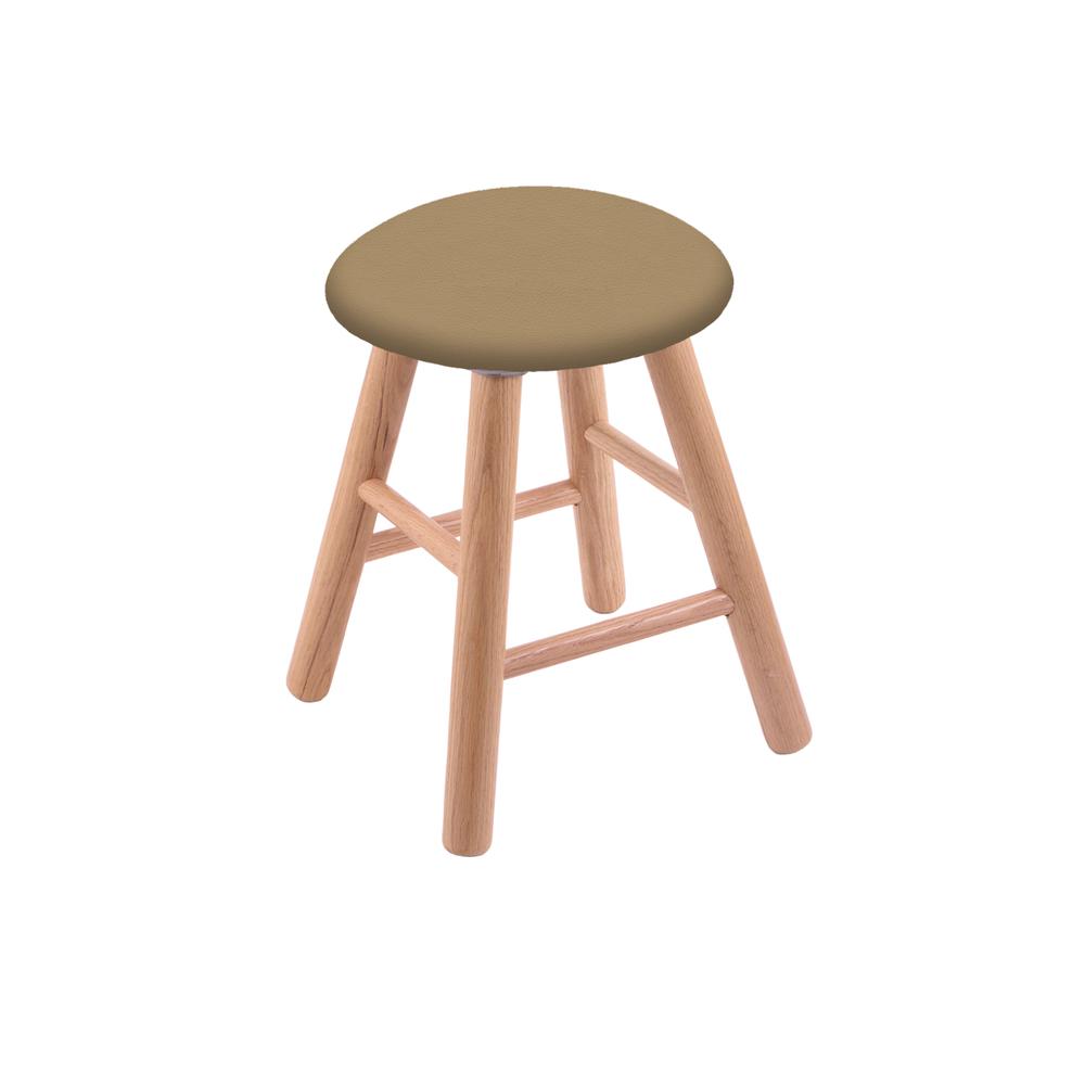 Oak Round Cushion 18" Swivel Vanity Stool with Smooth Legs, Natural Finish, and Canter Sand Seat. Picture 1