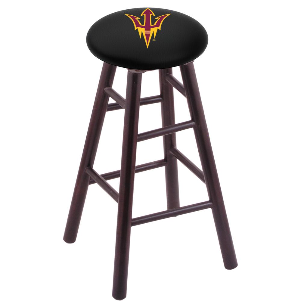 Maple Counter Stool in Dark Cherry Finish with Arizona State (Pitchfork) Seat. Picture 1