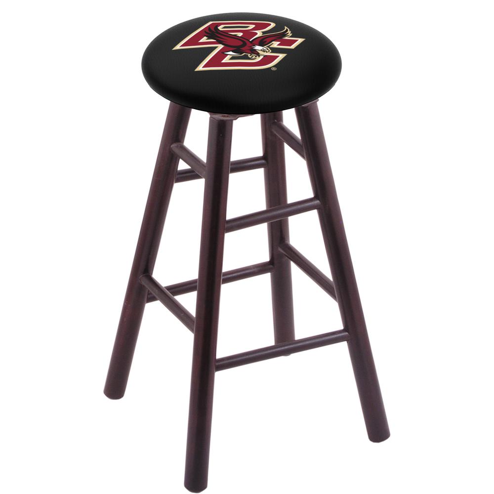 Maple Counter Stool in Dark Cherry Finish with Boston College Seat. Picture 1