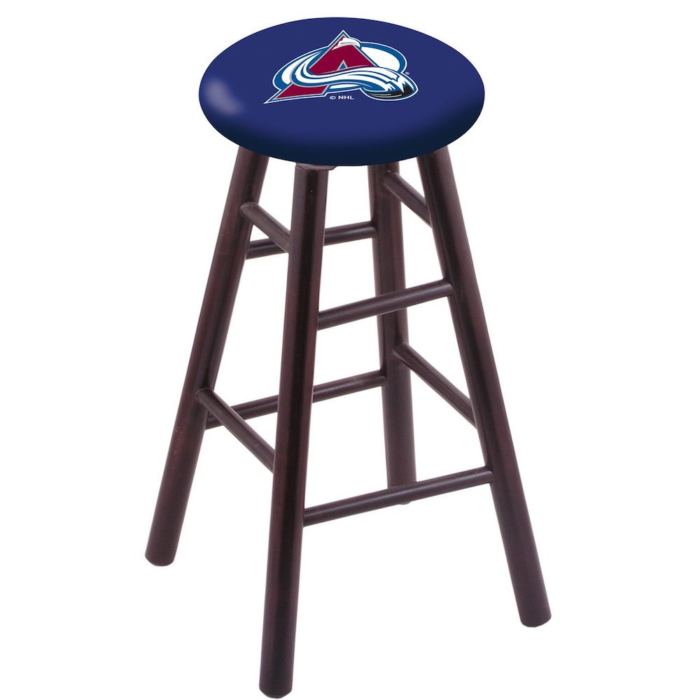Maple Counter Stool in Dark Cherry Finish with Colorado Avalanche Seat. Picture 1