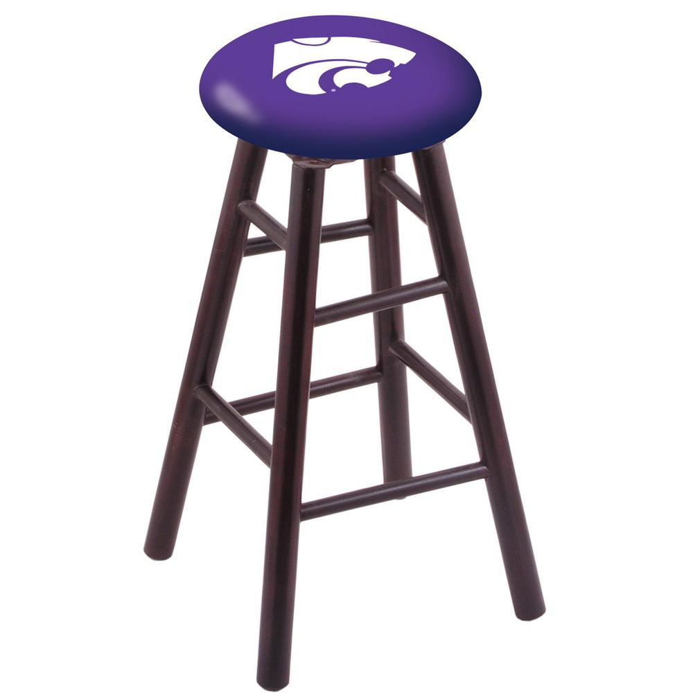 Maple Counter Stool in Dark Cherry Finish with Kansas State Seat. The main picture.