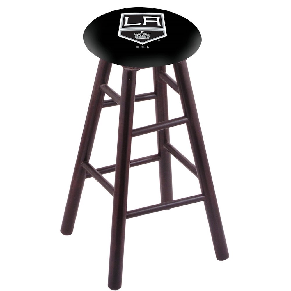 Maple Bar Stool in Dark Cherry Finish with Los Angeles Kings Seat. The main picture.