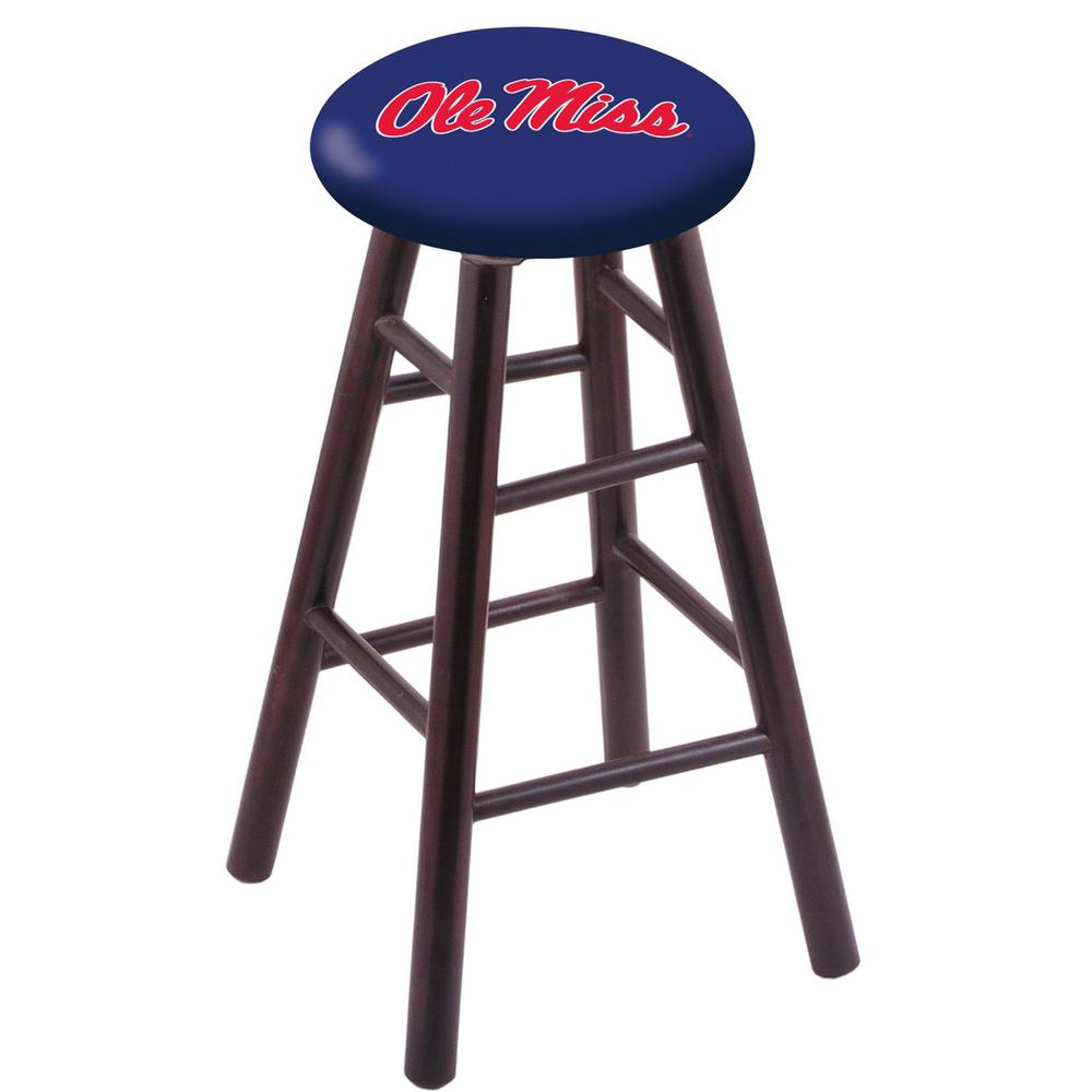 Maple Counter Stool in Dark Cherry Finish with Ole' Miss Seat. The main picture.