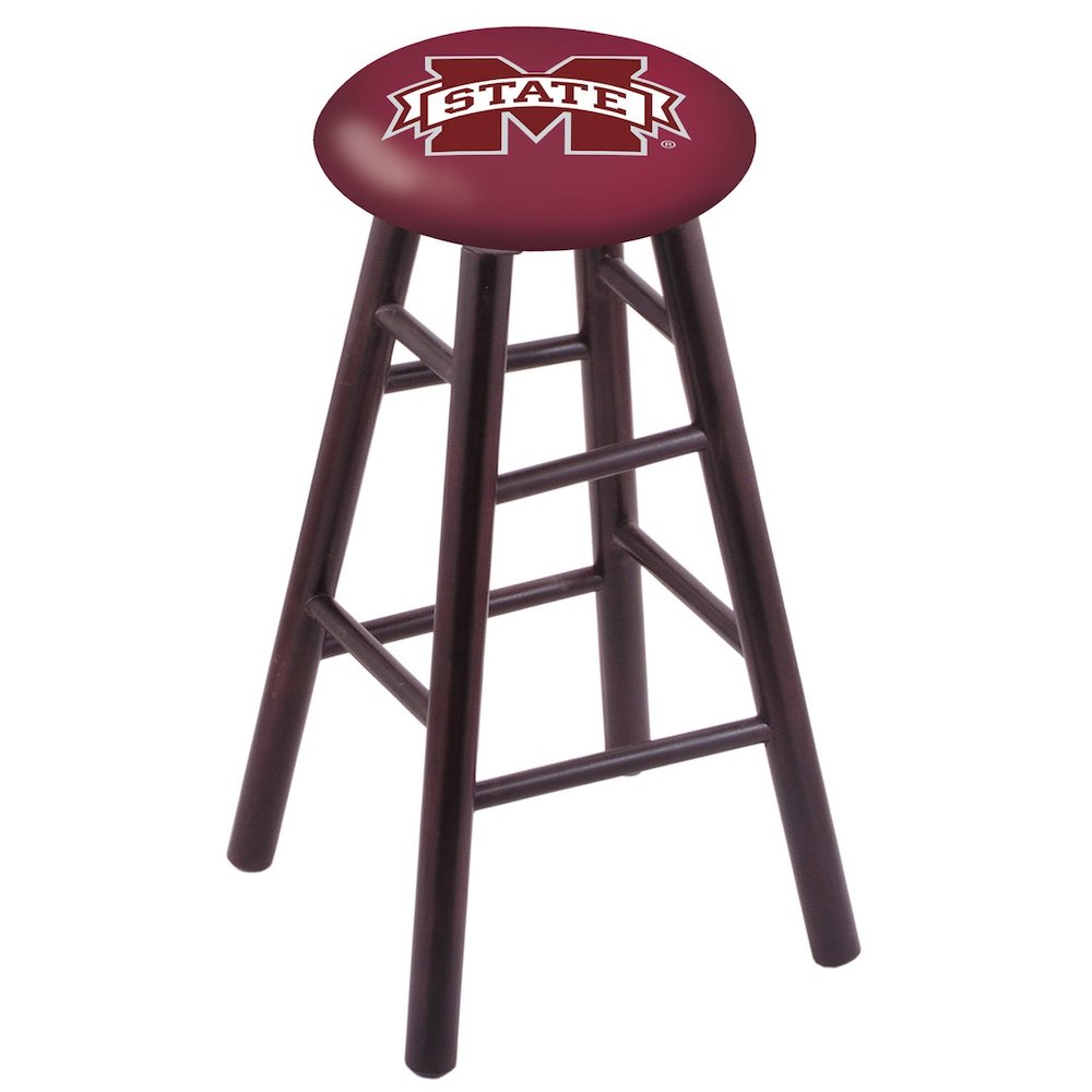 Maple Counter Stool in Dark Cherry Finish with Mississippi State Seat. The main picture.