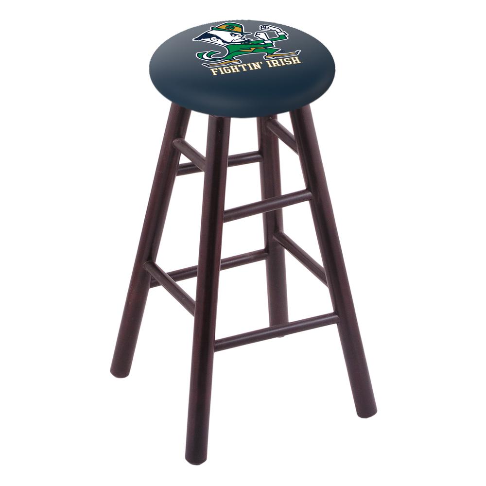 Maple Bar Stool in Dark Cherry Finish with Notre Dame (Leprechaun) Seat. Picture 1