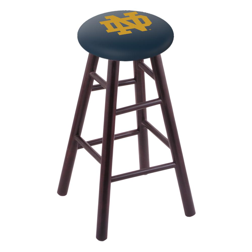 Maple Bar Stool in Dark Cherry Finish with Notre Dame (ND) Seat. Picture 1