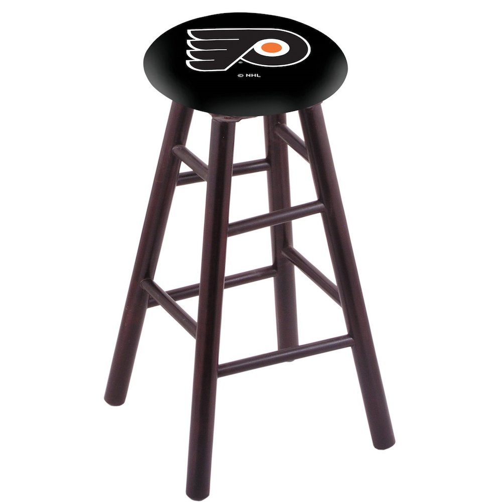 Maple Bar Stool in Dark Cherry Finish with Philadelphia Flyers Seat. Picture 1
