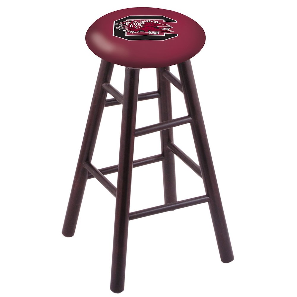 Maple Bar Stool in Dark Cherry Finish with South Carolina Seat. Picture 1