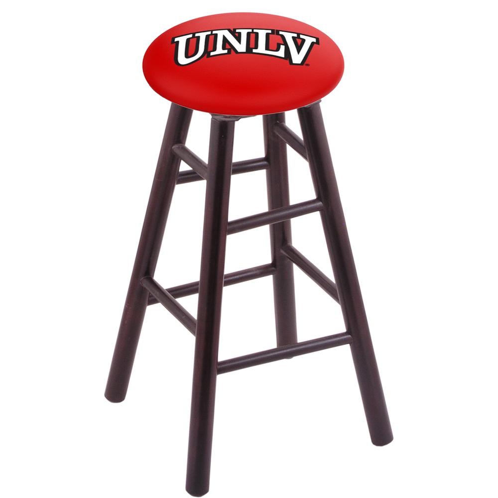 Maple Bar Stool in Dark Cherry Finish with UNLV Seat. The main picture.