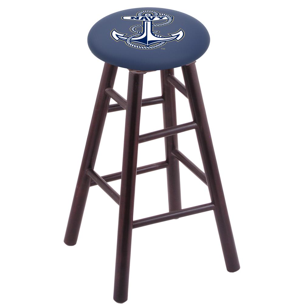Maple Bar Stool in Dark Cherry Finish with US Naval Academy (NAVY) Seat. The main picture.