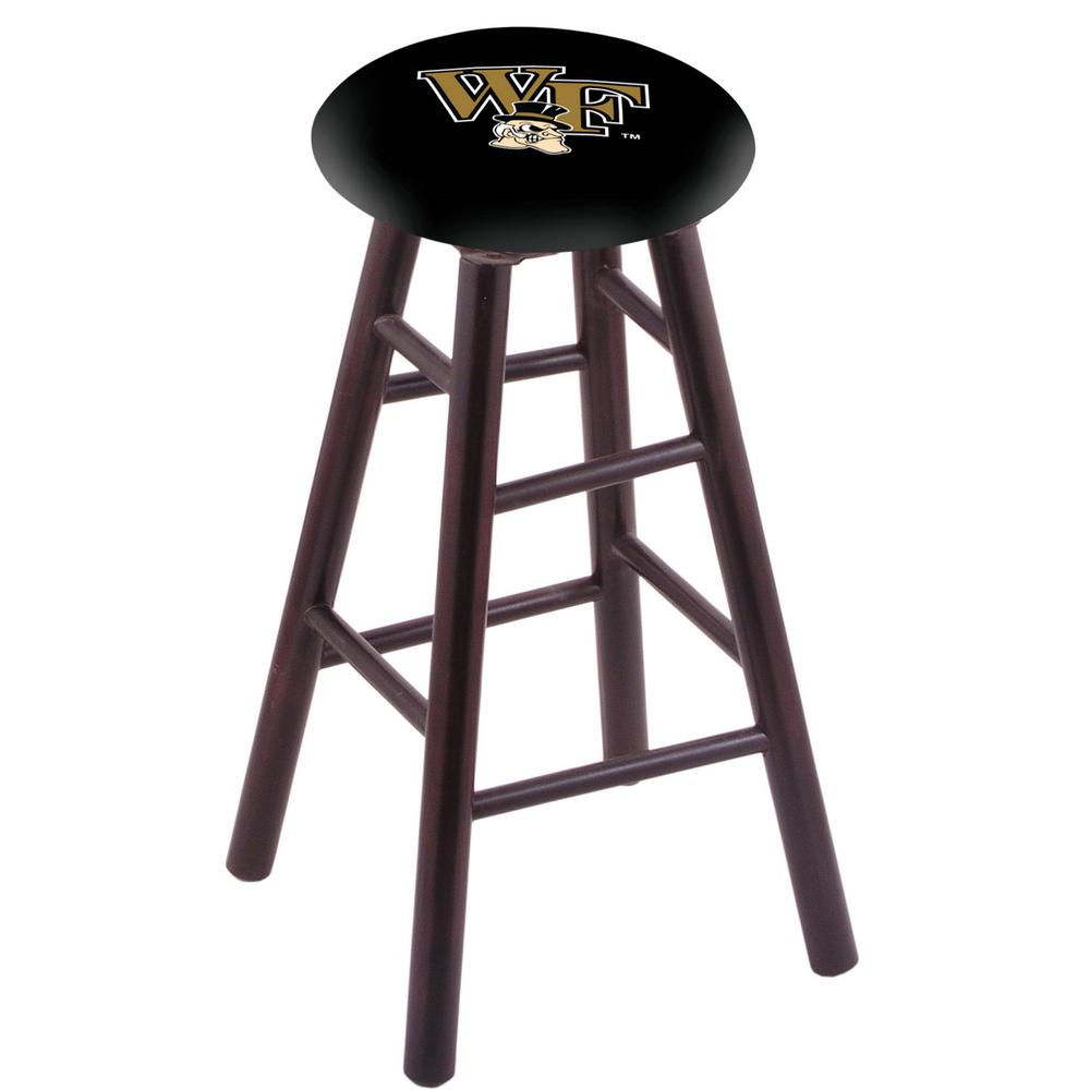 Maple Counter Stool in Dark Cherry Finish with Wake Forest Seat. The main picture.