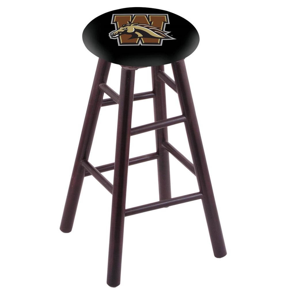 Maple Counter Stool in Dark Cherry Finish with Western Michigan Seat. Picture 1