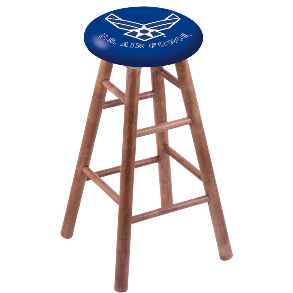 Maple Bar Stool in Medium Finish with U.S. Air Force Seat. Picture 1