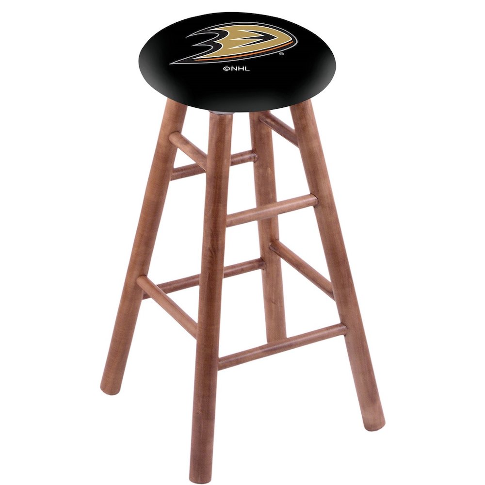 Maple Counter Stool in Medium Finish with Anaheim Ducks Seat. Picture 1