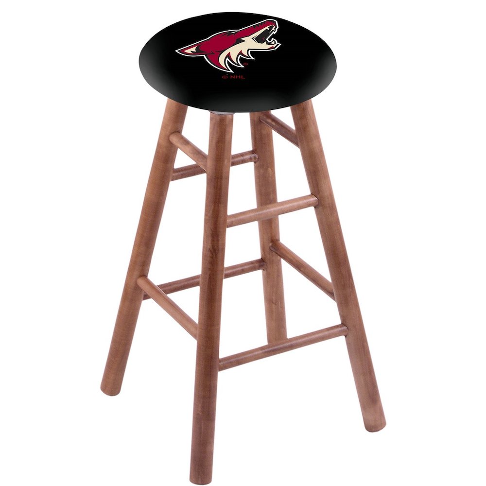 Maple Counter Stool in Medium Finish with Arizona Coyotes Seat. The main picture.