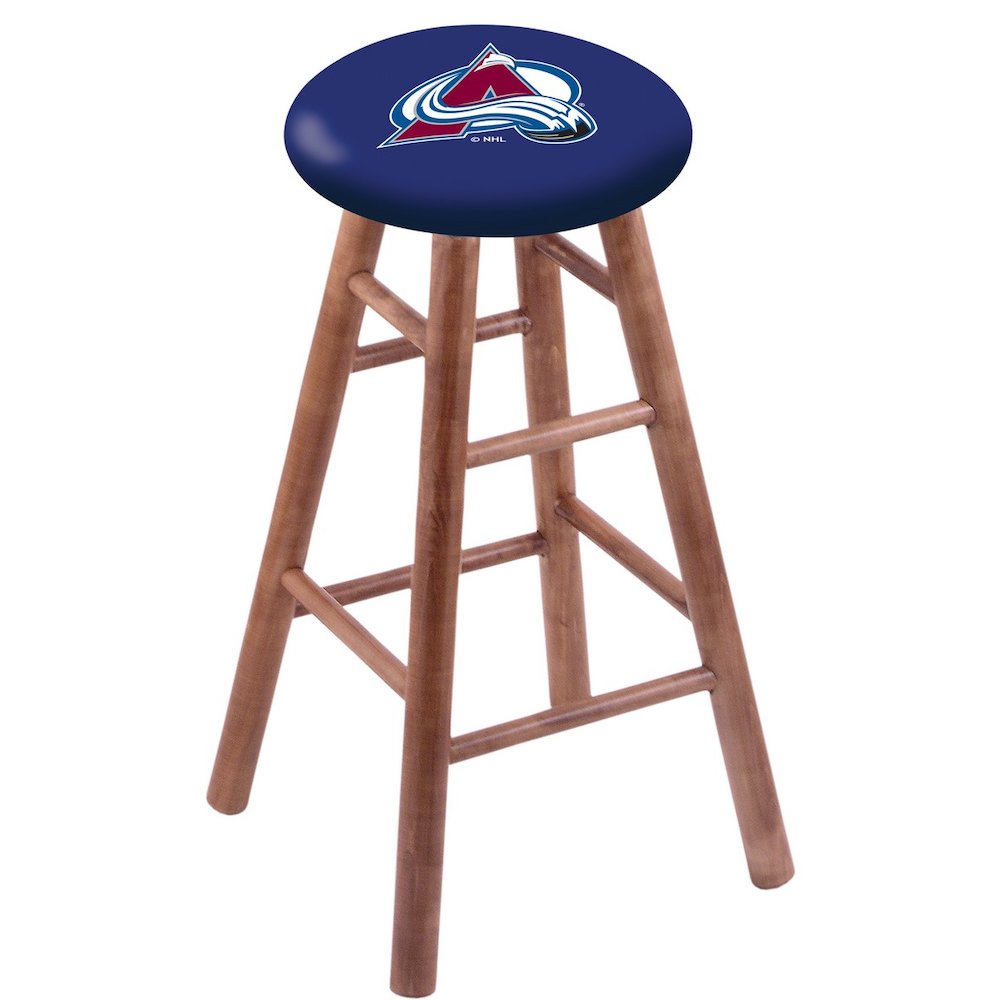 Maple Bar Stool in Medium Finish with Colorado Avalanche Seat. Picture 1