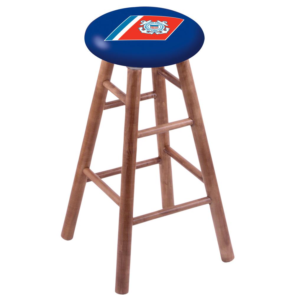 Maple Counter Stool in Medium Finish with U.S. Coast Guard Seat. Picture 1