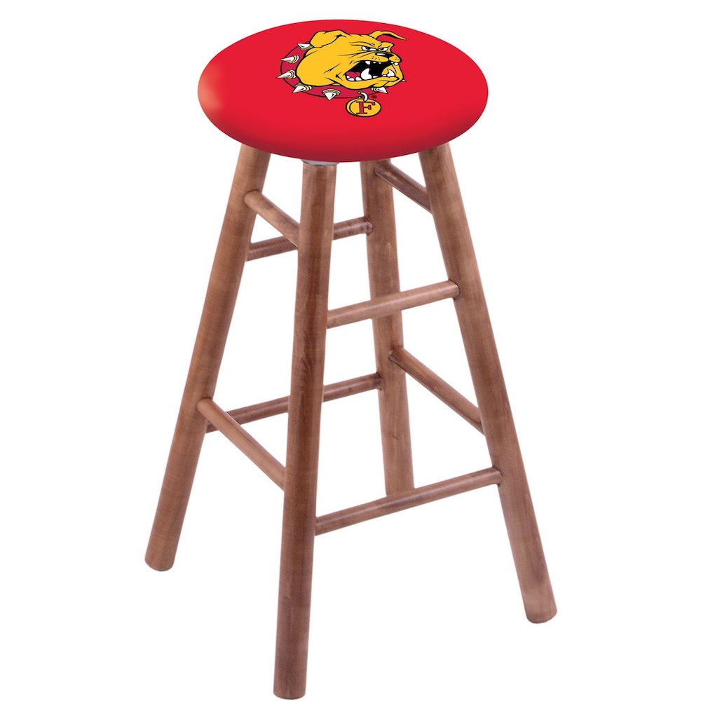 Maple Bar Stool in Medium Finish with Ferris State Seat. The main picture.