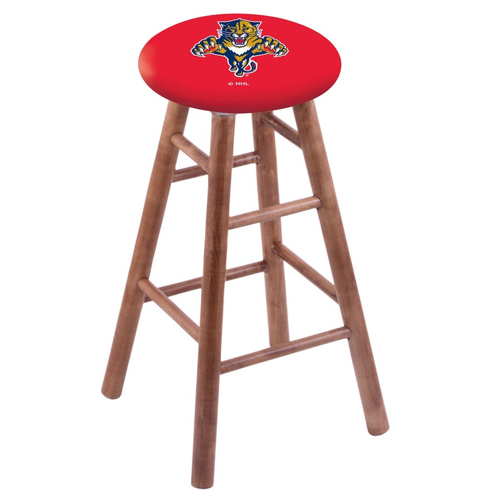 Maple Bar Stool in Medium Finish with Florida Panthers Seat. Picture 1