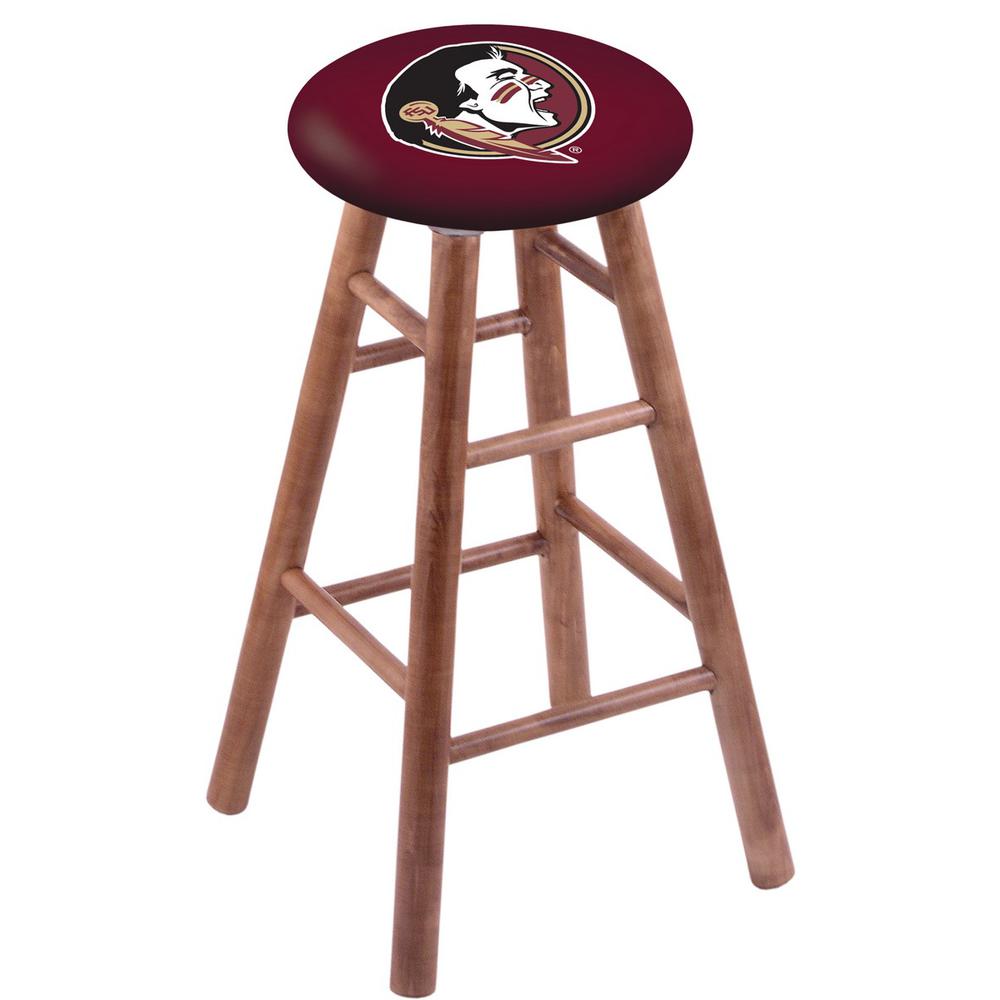 Maple Bar Stool in Medium Finish with Florida State (Head) Seat. Picture 1