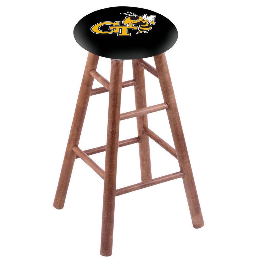 Maple Counter Stool in Medium Finish with Georgia Tech Seat. The main picture.