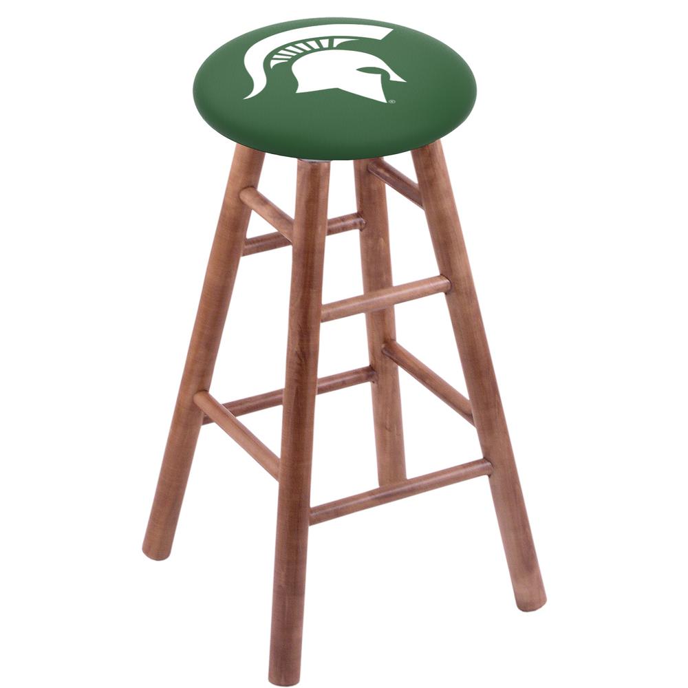 Maple Counter Stool in Medium Finish with Michigan State Seat. Picture 1
