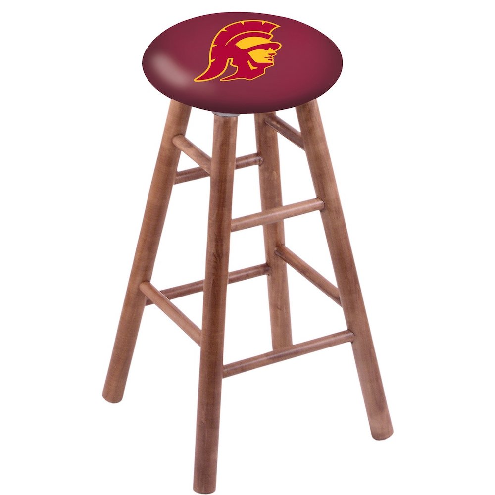 Maple Counter Stool in Medium Finish with USC Trojans Seat. Picture 1