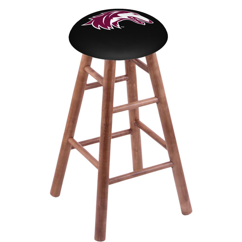 Maple Bar Stool in Medium Finish with Southern Illinois Seat. Picture 1