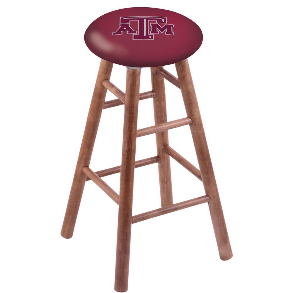 Maple Bar Stool in Medium Finish with Texas A&M Seat. The main picture.