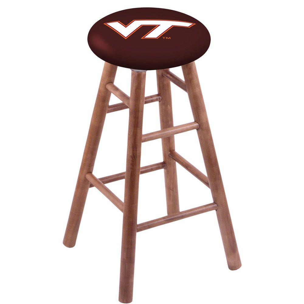 Maple Bar Stool in Medium Finish with Virginia Tech Seat. Picture 1