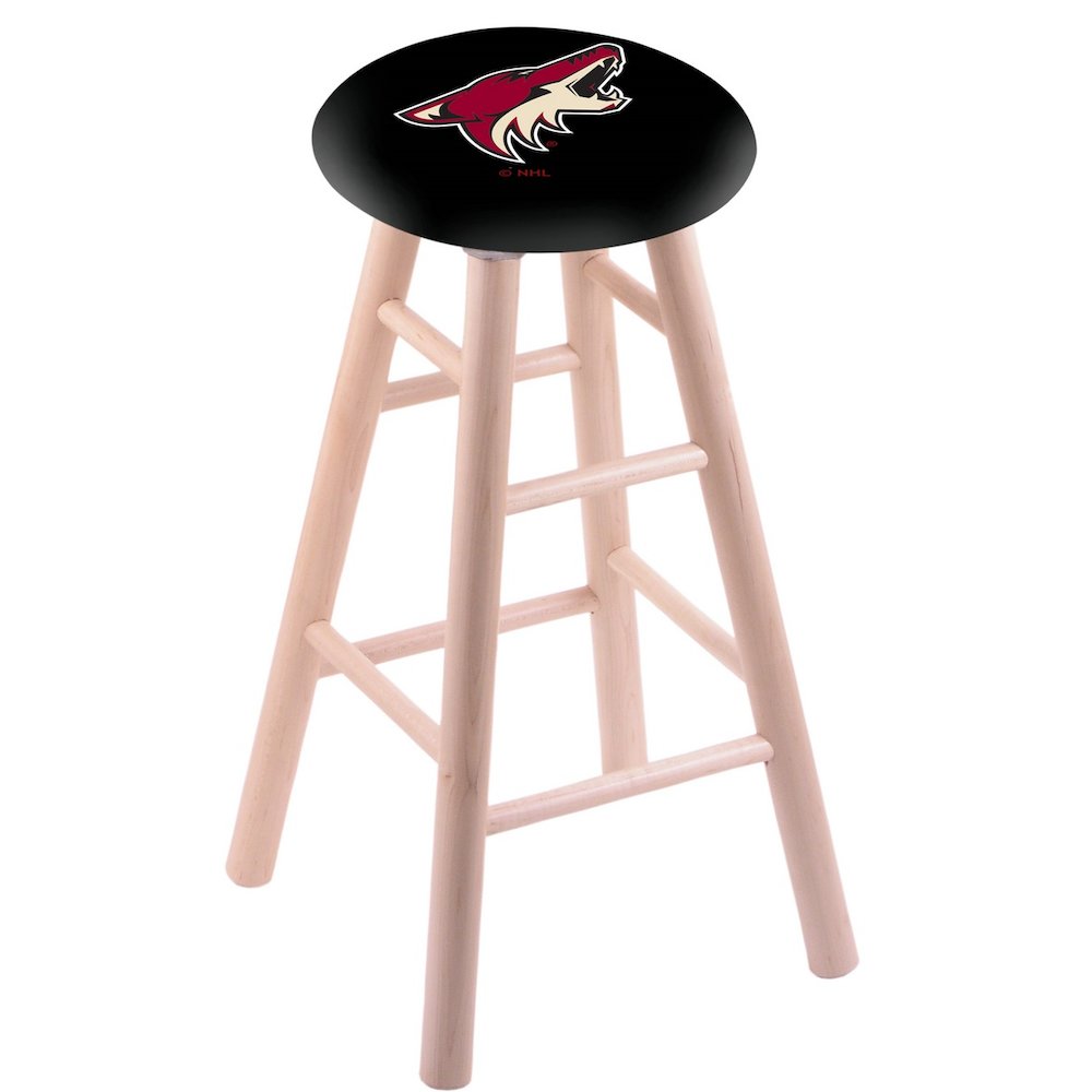 Maple Bar Stool in Natural Finish with Arizona Coyotes Seat. Picture 1