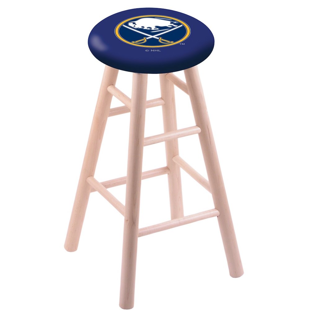 Maple Counter Stool in Natural Finish with Buffalo Sabres Seat. The main picture.