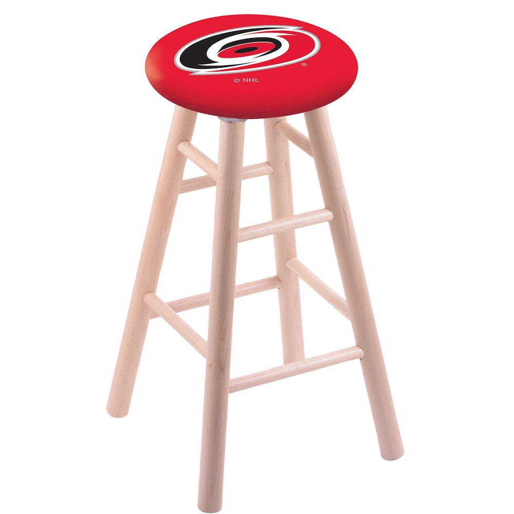 Maple Bar Stool in Natural Finish with Carolina Hurricanes Seat. Picture 1