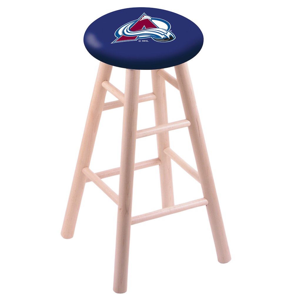Maple Bar Stool in Natural Finish with Colorado Avalanche Seat. The main picture.