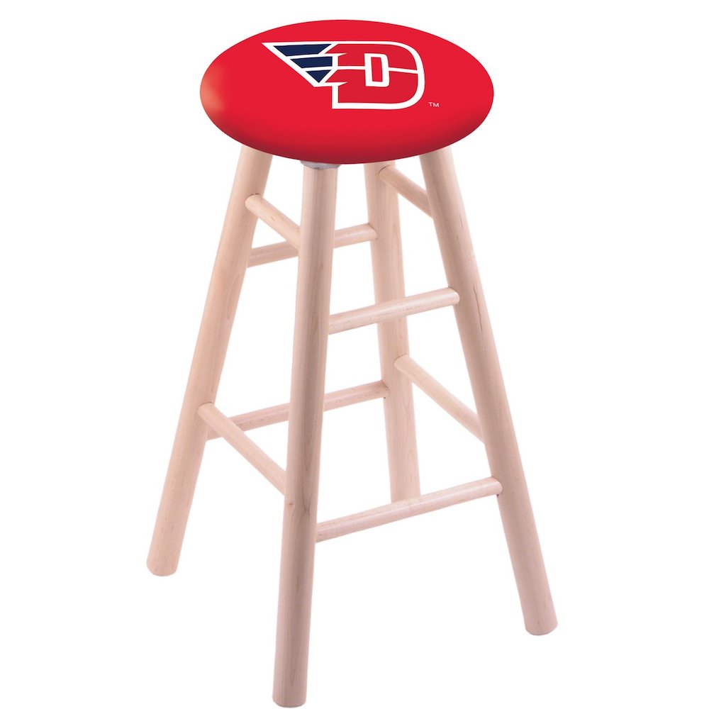 Maple Bar Stool in Natural Finish with University of Dayton Seat. The main picture.
