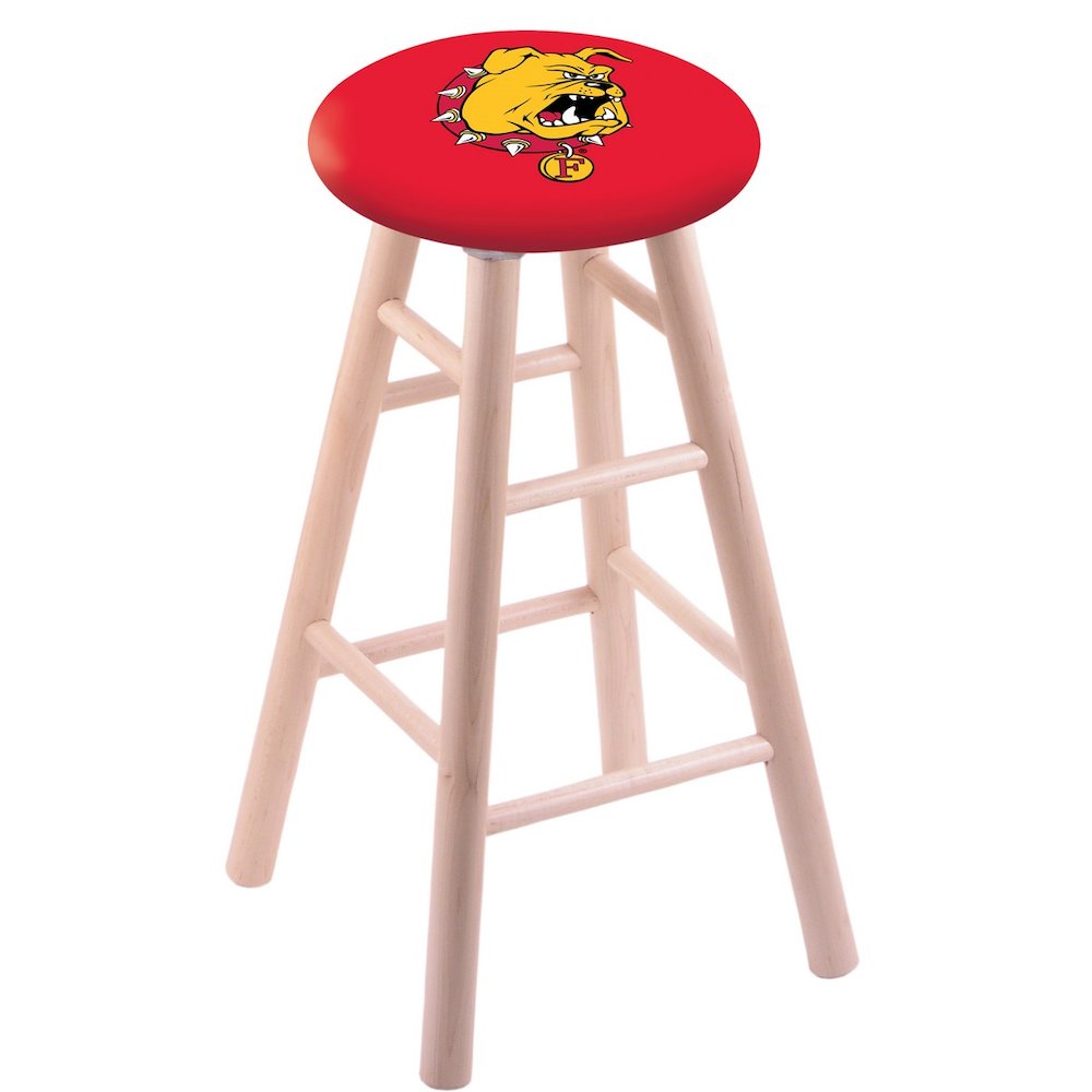 Maple Bar Stool in Natural Finish with Ferris State Seat. Picture 1
