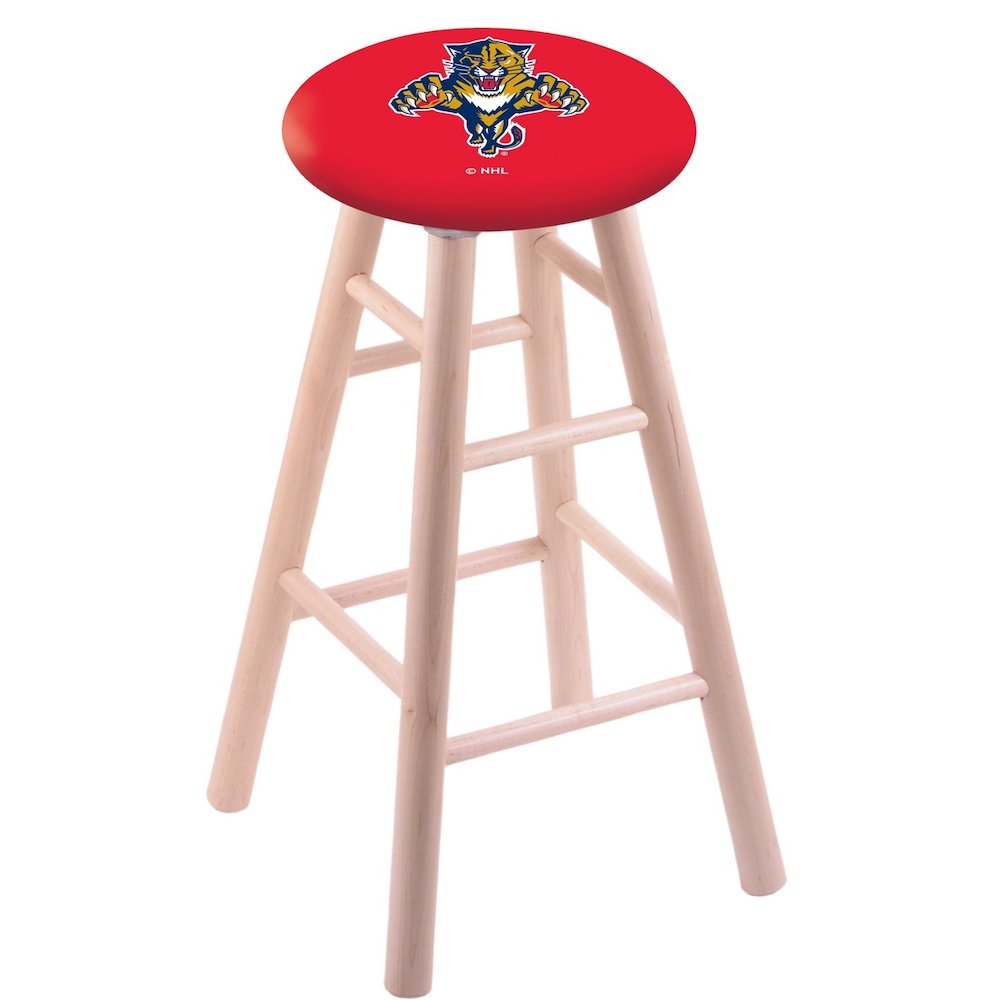 Maple Bar Stool in Natural Finish with Florida Panthers Seat. Picture 1