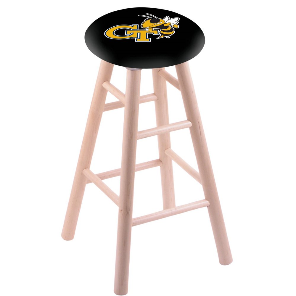 Maple Bar Stool in Natural Finish with Georgia Tech Seat. Picture 1